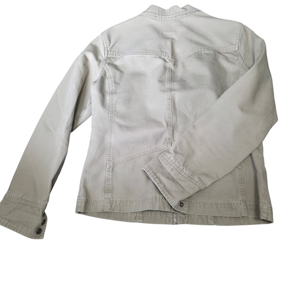 French Cuff Women's Khaki Utility Jacket‎ Medium Cotton Zip Front Pockets - Picture 4 of 8